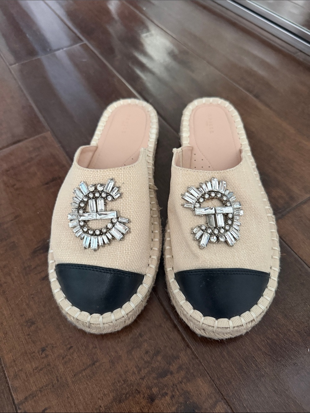 Gaelle Paris Embellished Espadrille Mules